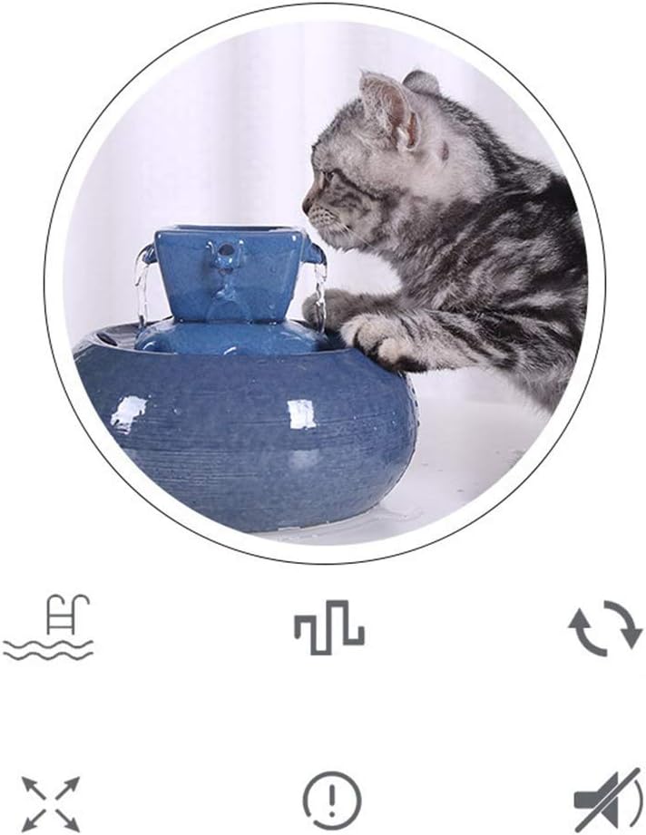 Pet Feeding Ceramic Cat Fountain Water Bowl Ultra-Quiet Automatic Circulation Pet Water Dispenser 1L (Color : Pink) (Blue)
