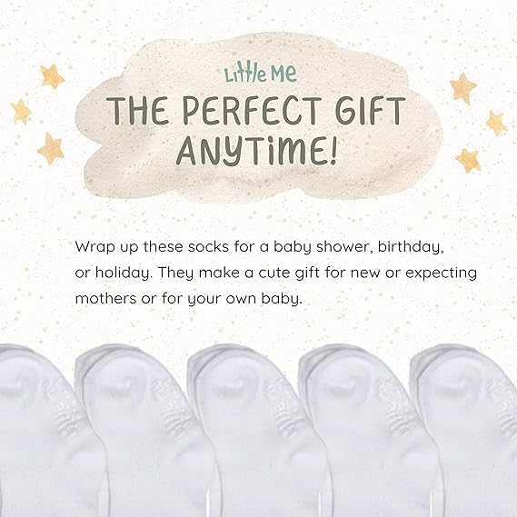 Little Me 20-Pack Newborn Baby Infant & Toddler Unisex Socks, 0-12/12-24 Months, Assorted Size Pack, White