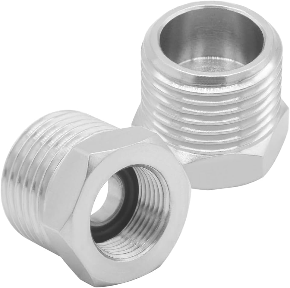 Joywayus 1/2 G Male to 3/8 Compression Female Thread Bushing Pipe Fitting, Nickel Plated Brass Reducer Faucet Connector Water Hose Adapter, Supply Line Adapter for RV Kitchen Bathroom Plumbing 2PCS