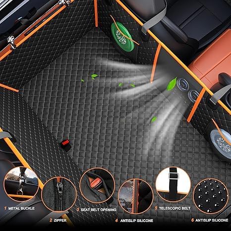Back Seat Extender for Dogs - Large Space, Waterproof Dog Car Seat Cover for Back Seat with Hard Bottom Holds 420lbs, 600D Heavy-Duty Upgraded Material Dog Hammock for Car