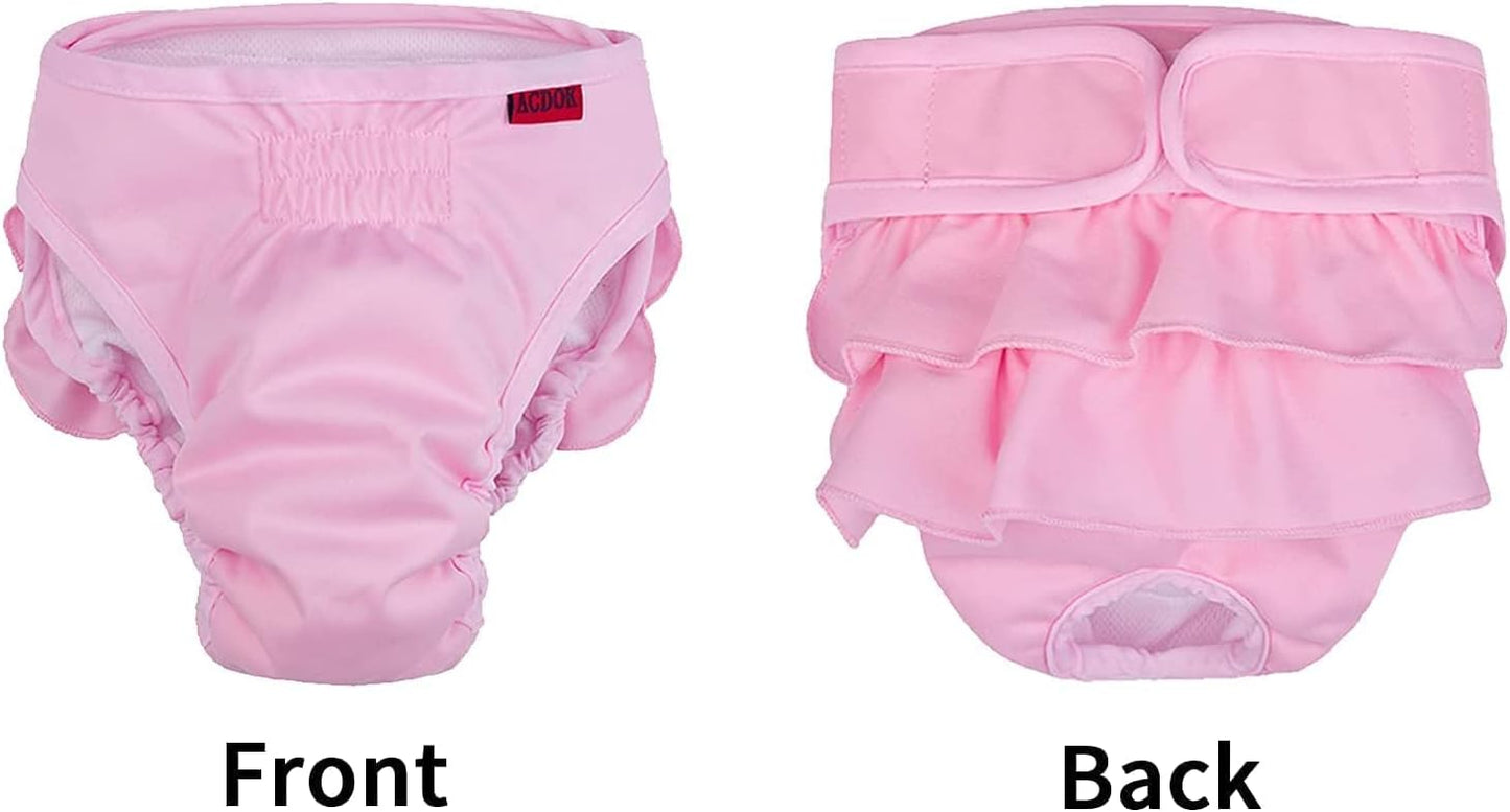 Dog Sanitary Panties Pet Panties for Girl Dogs Period, Washable & Reusable Female Dog Diapers Pet Dog Princess Dress Pants for Dogs in Heat, Incontinence or Excitable Urination (Large, Black)