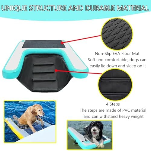 Portable Inflatable Dog Pool Ramp - Foldable Water Plank for Easy Dog Access to Boats & Pools, Perfect for Puppies, 150x100x10CM / 59x39.4x4in