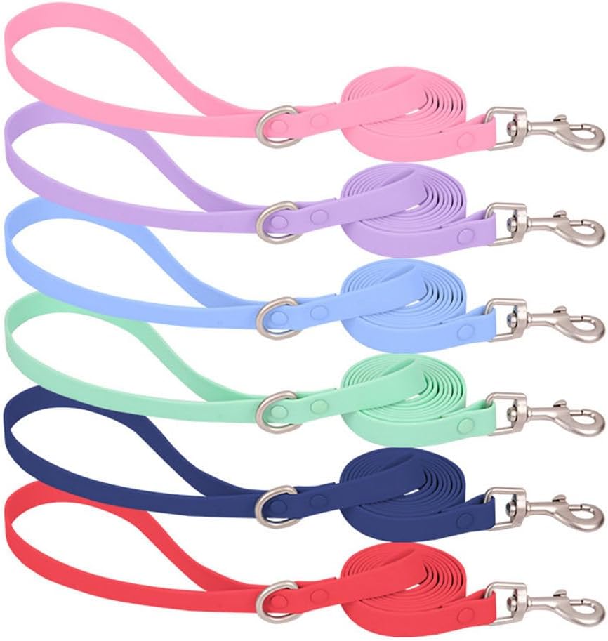 Mint Green Washable Dog Collar and Leash Set, Water Proof Silicone Dog Collar Plastic PVC Rubber Quick Release Buckle Swim Male Puppy Collars for Small Medium Large Pet Boy Dogs, S