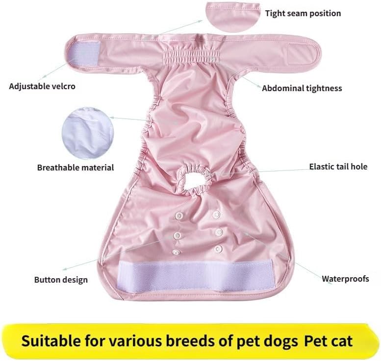 Reusable Dog Diapers for Male & Female – Washable Leak-Proof Puppy Pants with Adjustable Hook & Loop Closure – 2pcs Set for Incontinence Control(S)