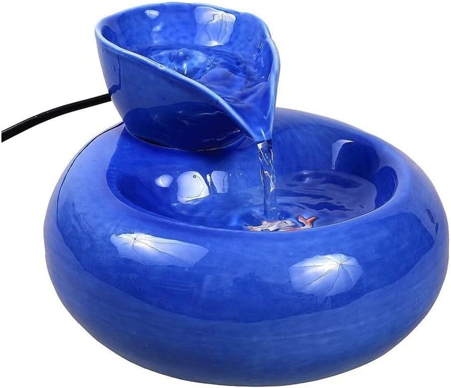Fountain Automatic Cat Water Fountain with Filter,Ceramic Pet Drinking Fountain for Cats and Dogs Pet Water Dispenser Silent NonSlip Pet Water Dispenser (Color : Blue)