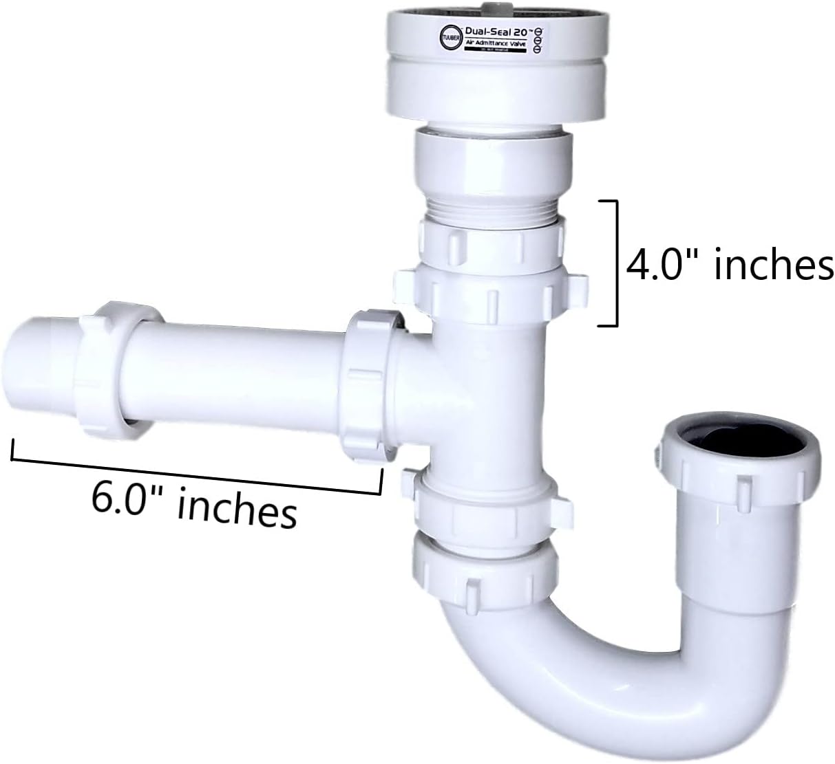 Tuuber Air Admittance Valve Trap Assembly Kit with 1-1/2 inch Tuuber Vent 2x Superior Seal Air Admittance Valve
