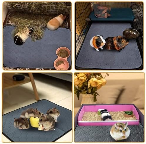 Guinea Pig Cage Liners, 12''X12'' Washable Guinea Pig Pee Pads, Non Slip Reusable Super Absorbent Guinea Pig Training Mat Bedding Fleece for Small Animals Hamster Rabbit Chinchilla Rat, 5Pack