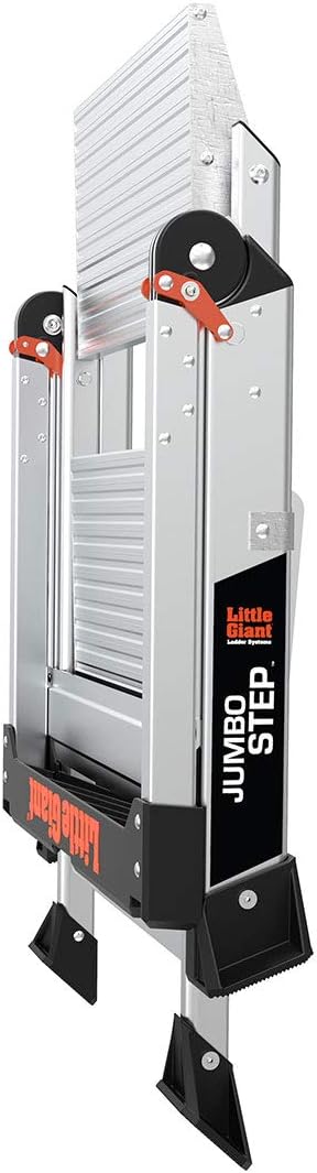 Little Giant Ladders, Jumbo Step, 2-Step, 2 foot, Step Stool, Aluminum, Type 1AA, 375 lbs weight rating, (11902), Silver