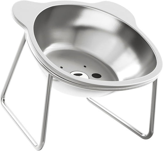 Elevated Cats Bowl Stainless Steel Food with Metal Stand Beard Friendly, Raised Food Water Dish for Dog Elevated Beard Friendly