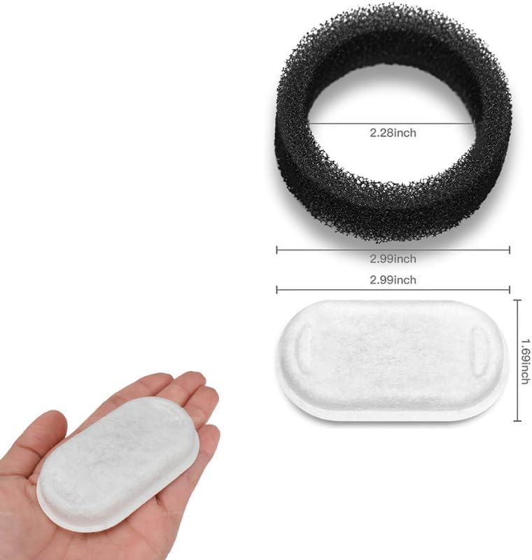 Cat Water Fountain Filters,12 Filters with 12 Sponges- Replacement Filters for Stainless Steel Cat Water Fountain PLWF003 & PLWF006