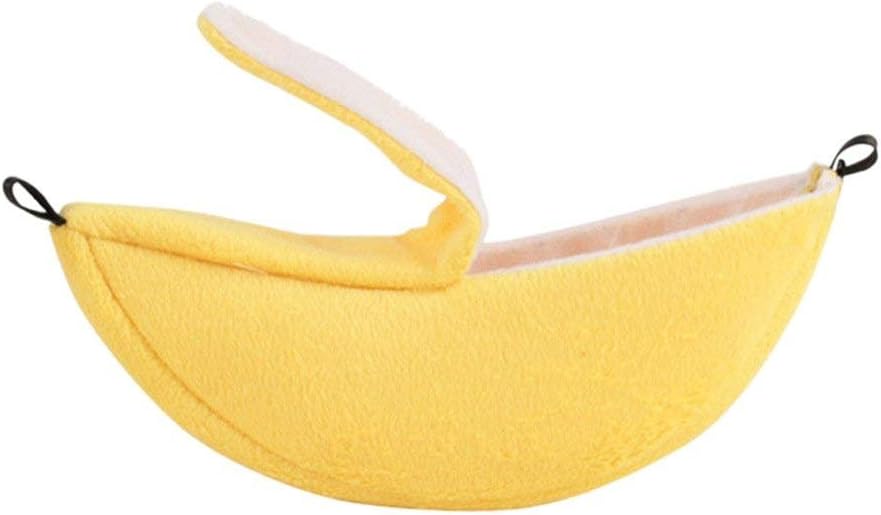 ISMARTEN Banana Bed House, Hammock for Small Animal, Warm Bed House, Cage Nest for Sugar Glider Hamster Small Bird Pet (Banana)