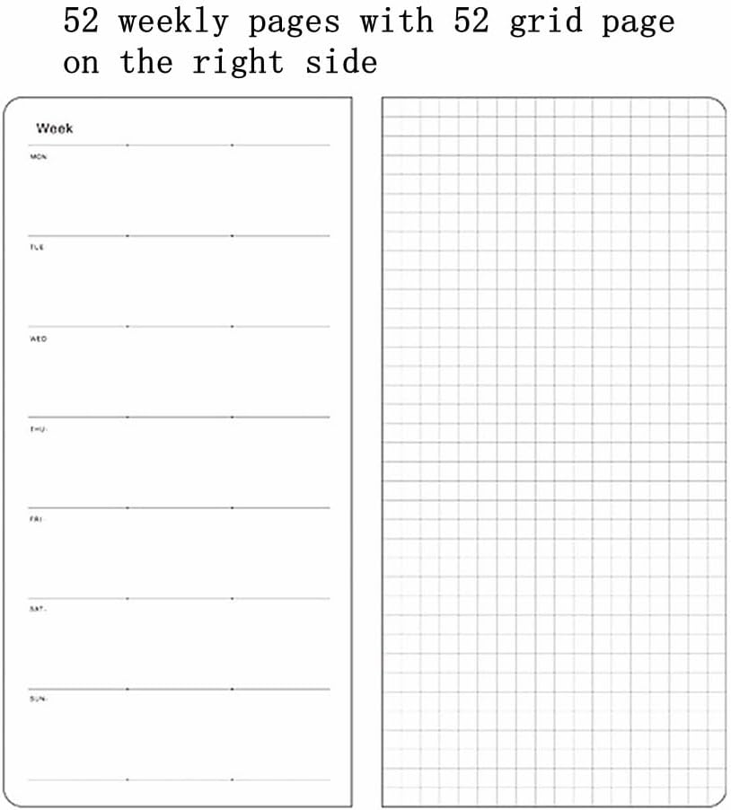 Undated Weekly Planner Notebook Pocket Organizer Appointment Book Journal Notebook A6 Week Plan Notepad (Beige with cover)