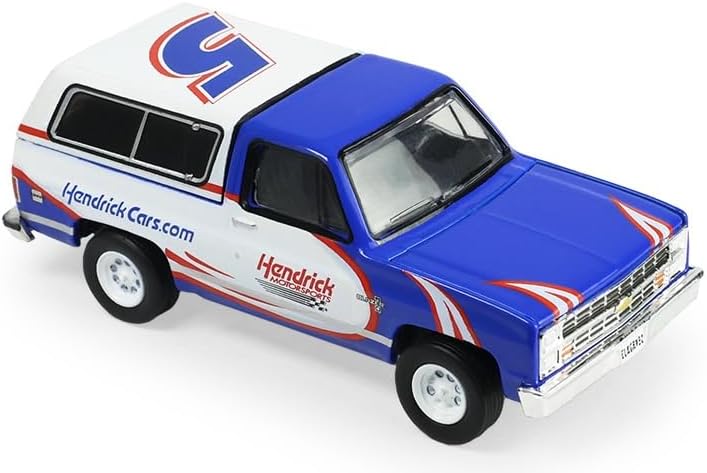 Greenlight Collectibles 1:64 Racing Hitch & Tow Series 6-1986 Chevy K5 Blazer Silverado and 1969 Camaro – Hendrick Motorsports – Kyle Larson #5 First Win Tribute on Tandem Car Trailer 31190-C