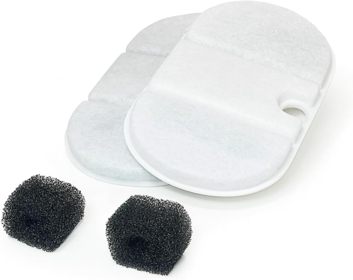 NISPIRA PLWF002 Cat Water Fountain Activated Charcoal Water Filter Kit Replacements with Spongies Compatible with Petlibro 71oz/2.1L,12 Packs