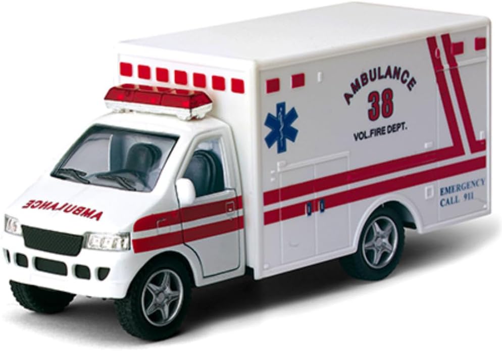 KiNSMART Rescue Team Ambulance 5" Die Cast Metal Cabin w/Pullback Action