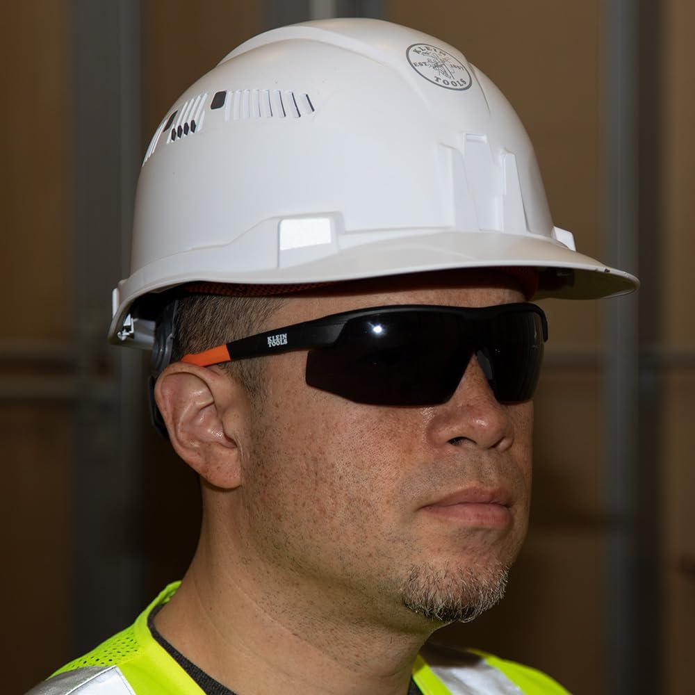 KLEIN TOOLS 60160 Safety Glasses, PPE Protective Eyewear with Semi Frame, Scratch Resistant and Anti-Fog, Gray Lens