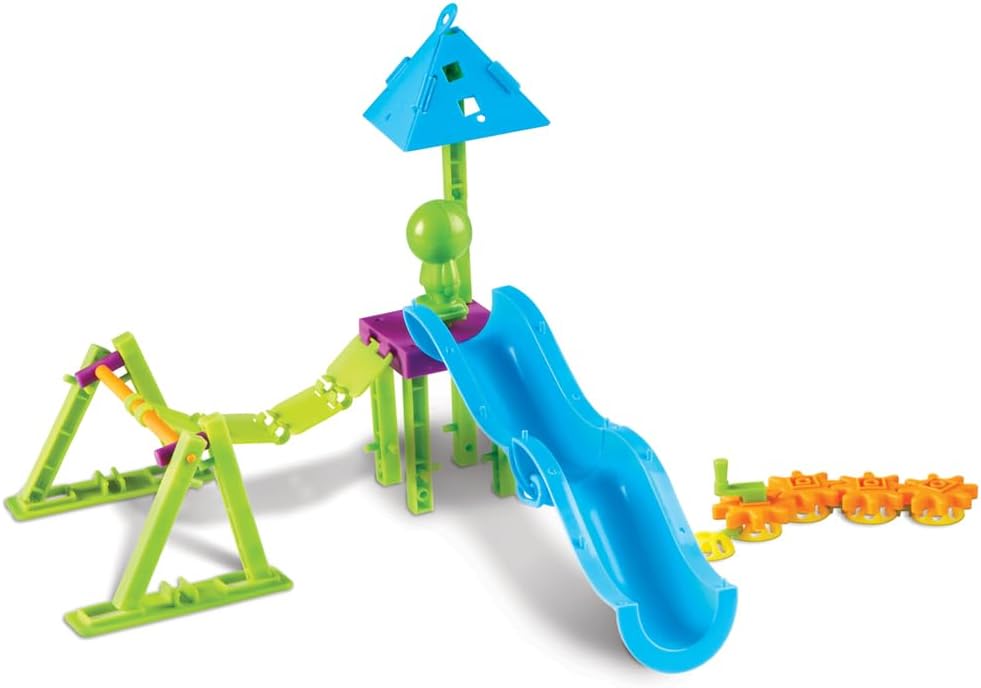 Learning Resources Playground Engineering & Design STEM Set - Kids Games, Building and Construction Gears, Montessori Activities , Critical Thinking Skills, Problem Solving for Boys and Girls