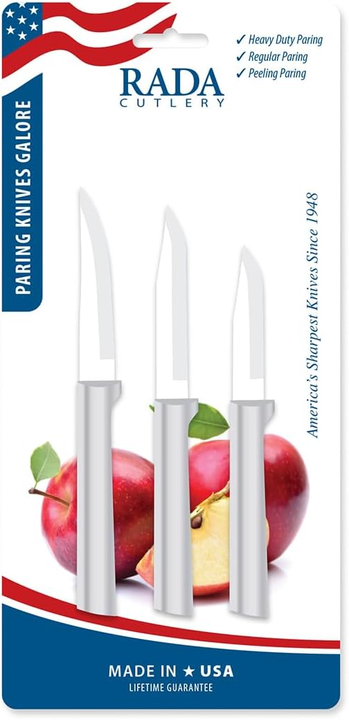 Rada Cutlery Paring Knives Galore ProPack (DS01), 3-Piece Knife Set, Stainless Steel Blades, Silver Handle
