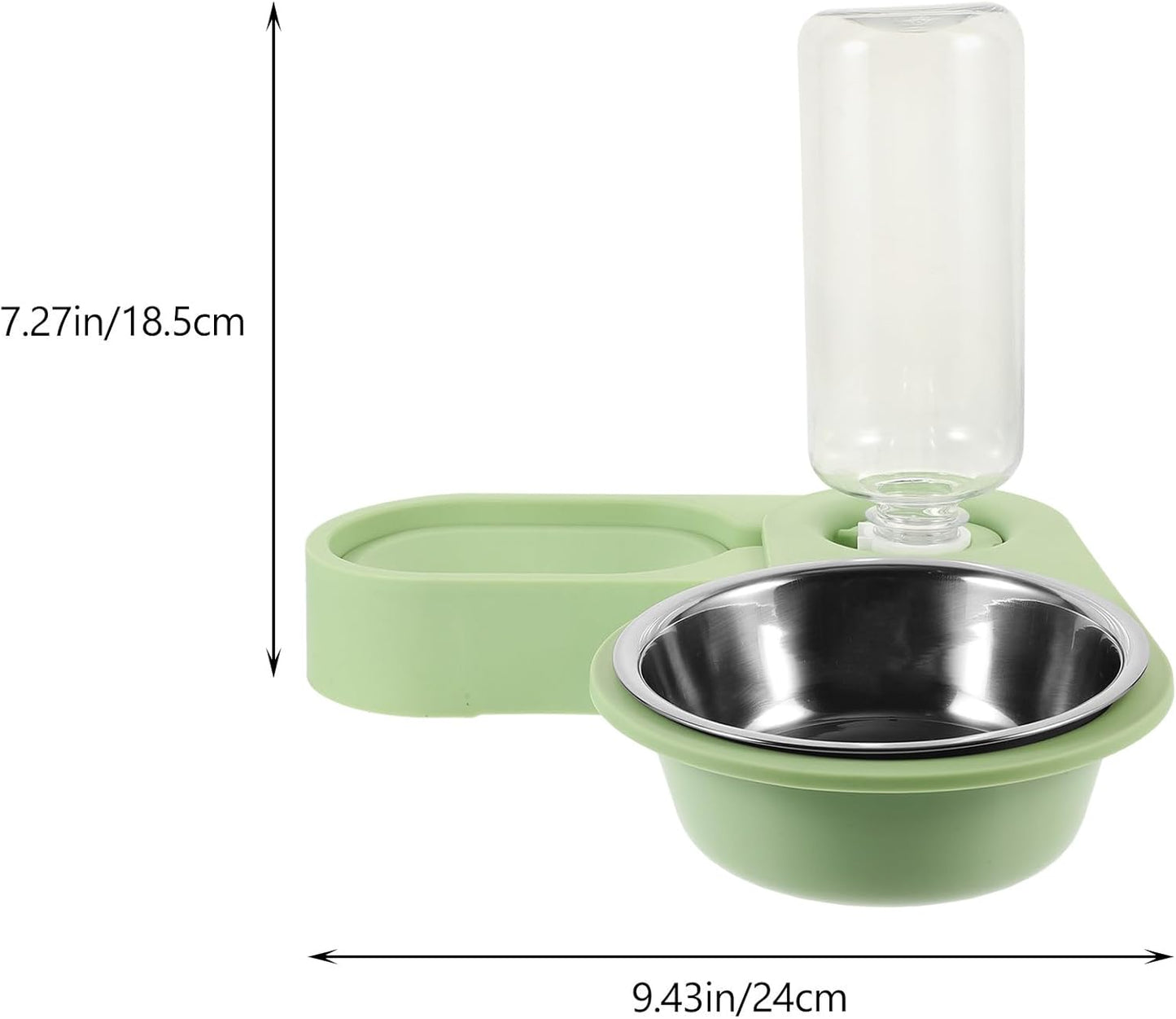 Milisten Stainless Steel Cat Food and Water Bowl Set, Dual Bowls Rotatable Corner Feeder with Foldable Stand, Green Pet Feeder for Small Cats and Animals