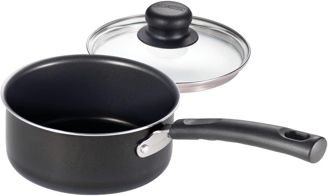 Tramontina Primaware 15-Piece Non Stick Cookware Set with Lids and Utensils, Aluminum Nonstick Pots and Pans Kitchen Set (Storm)