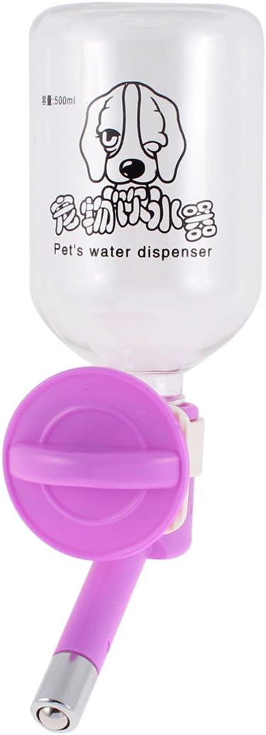Pet Dog Drinking Feed Water Fountain Bottle 500ml Fuchsia Clear (id: 7bf 52d 696 8eb 8ce
