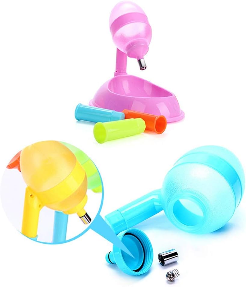 Stand Type Food Dish Pet Supplies Dog Food Bowl Automatic Water Drinker Dispenser Bottle Cats Drinking Fountain (Color : Blue) (Pink)