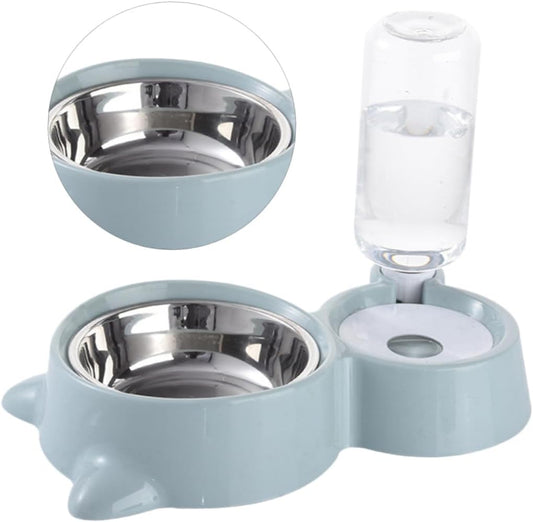 Milisten Pet Dual Water Food Feeder Bowl for Cats and Dogs Refillable Drinking Dish Non-Skid Base Unique Blue Design for Convenient Feeding and Watering Supplies