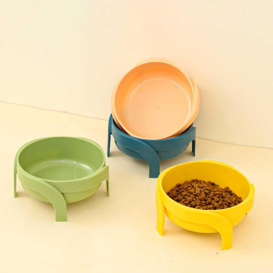 Elevated Pet Bowl Stand with Windmill Design, Large Capacity Food and Water Container, Durable Drinking Bowl Holder for Dogs and Cats (Yellow, One Size)