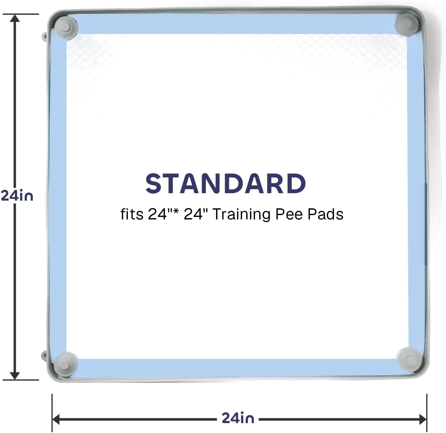 Silicone Pee Pad Holder for Dogs Fits Up to 24" x 24" Small Training Pads Leak-Proof Non-Slip Puppy Pee Pad Holder with Fixed Buttons Portable Easy to Clean