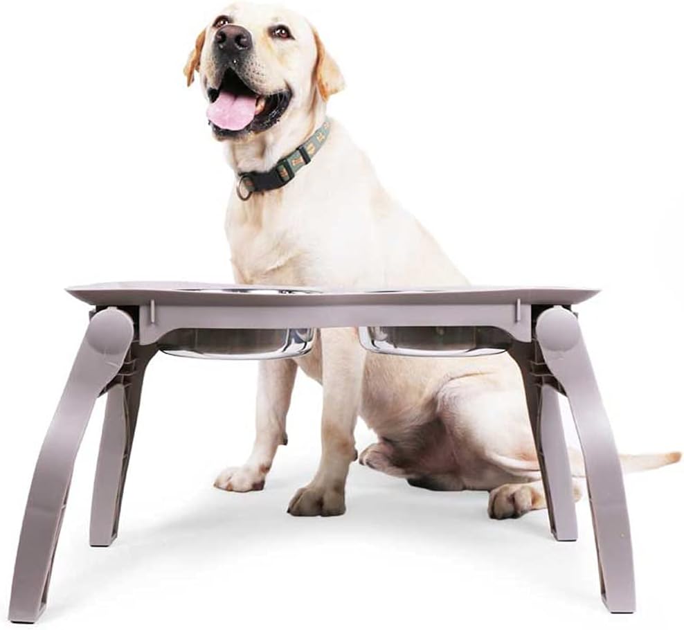 Pets Stand Raised Bowls Dog Food Water Feeder Portable Folding Ceramic Single Double Dish Bowl Adjustable Table Pet Supplies (Color : A) (B)