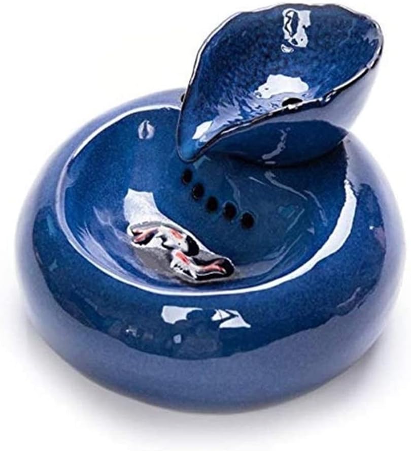 Fountain Pet Drinking Fountain Cat Water Fountain,Super Mute Ceramics Pet Water Dispenser for Cat and Small Dogs Pet Water Dispenser (Color : Pink) (Blue)