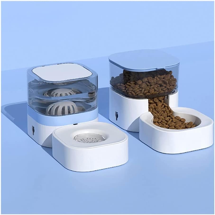 Dispenser 2 Pack Automatic Cat Feeder and Water Dispenser in Set Unplugged Feed Water Pet Supplies for Small Medium Dog Pets Capacity 1.8L cat Fountain