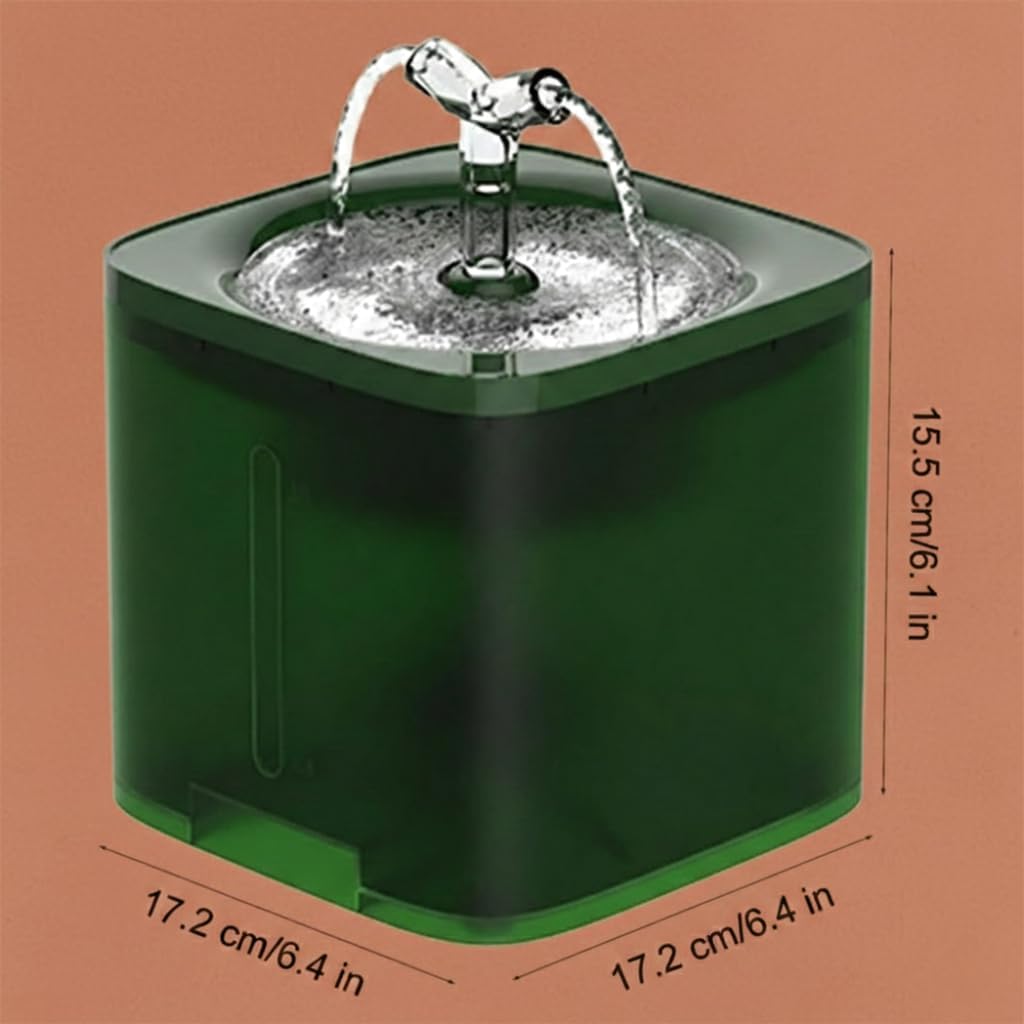 Cat Water Fountain, Ultra-Quiet Automatic Pet Water Dispenser,Low Noise FCC & CE Certified Safe, BPA-Free, Triple Filtration Drinking Fountain for Cats and Dogs (Green) 2 Free Filters
