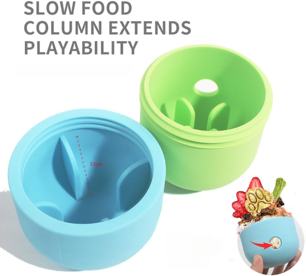 OMEM Pet Dog Leaking Food Toy Ball Silicone Gnawing Slow Food Bowl Fun Feeding Outdoor Interactive Ball (White and Green)
