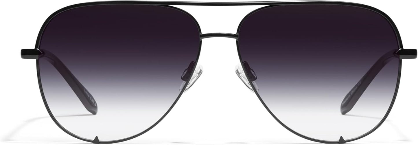 QUAY High Key Polarized Aviator Sunglasses, Oversized, Stylish Sunglasses with UV Protection, Unisex Aviators for Men & Women