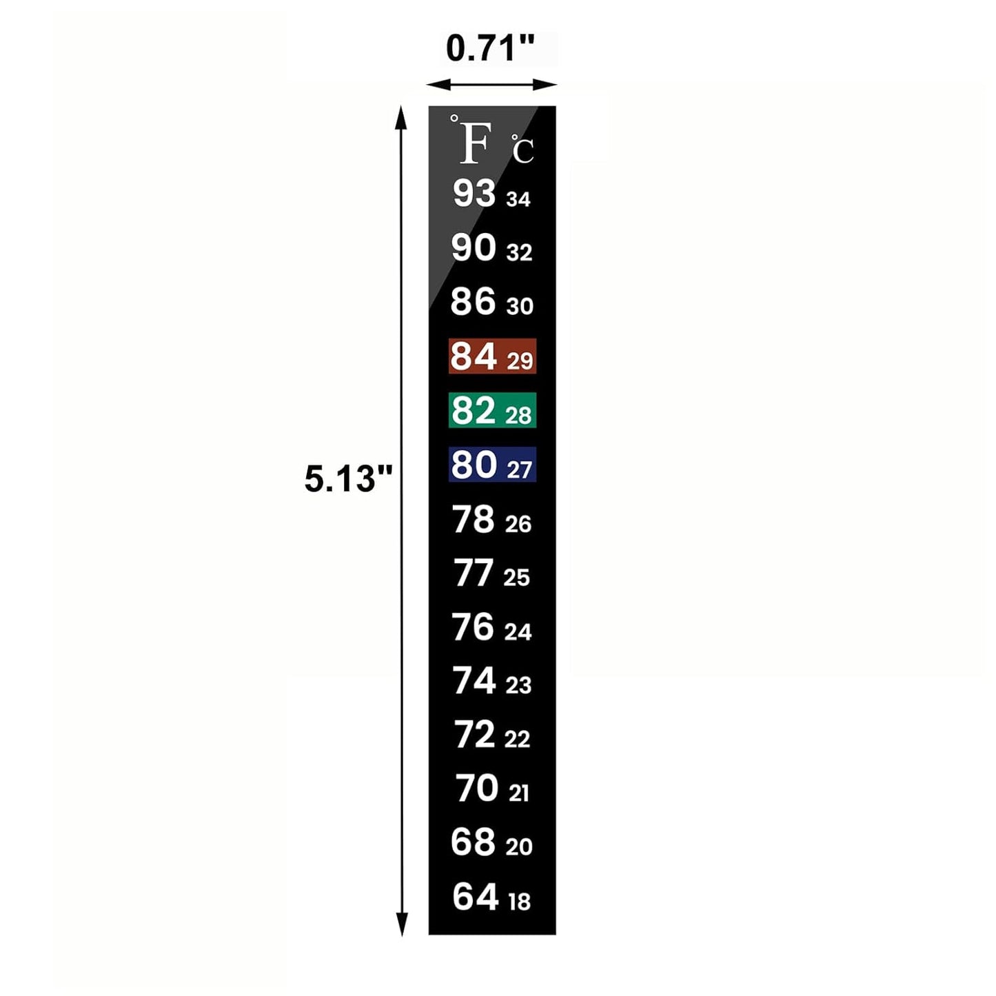 AQUANEAT 6 PCS Aquarium Thermometer Strips, Fish Tank Thermometer Sticker, Terrarium Water Temperature Test (5.13" x 0.71")