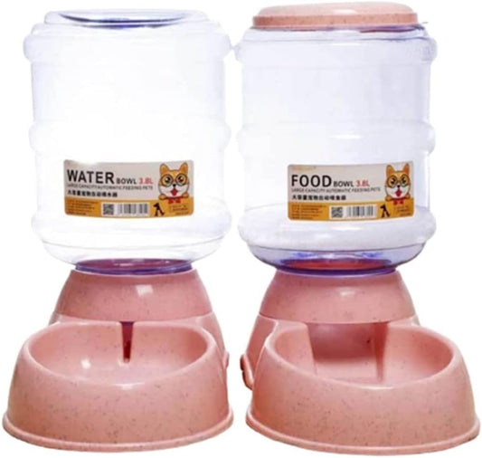 3.8L Automatic Food Water Pet Feeder Set Plastic Dog Food Bowl Water Dispenser No Spill Water Dispenser and Feeder for Dog Cat Dog Drinker cat Fountain (Color : Blue)