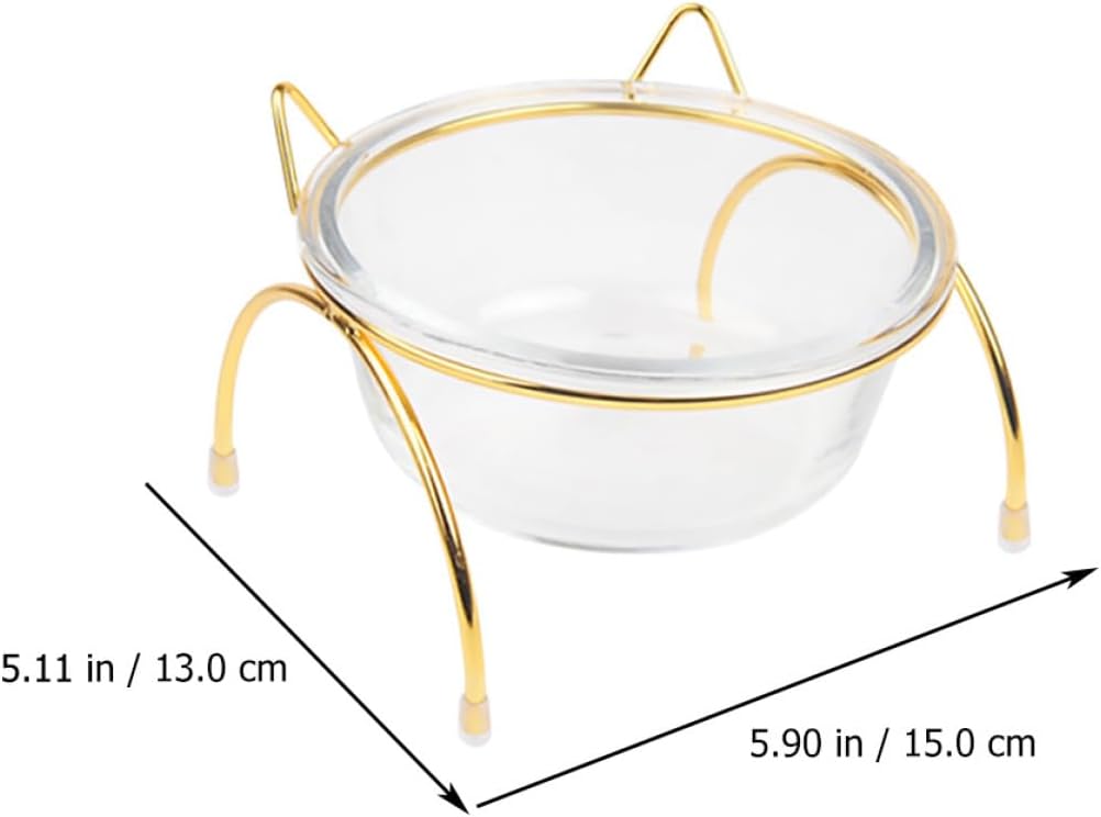 Beaupretty Elevated Glass Cat Food Bowl with Tilted Raised Stand Single Pet Bowl for Indoor Cats and Dogs Feeding