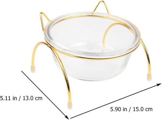 Beaupretty Elevated Glass Cat Food Bowl with Tilted Raised Stand Single Pet Bowl for Indoor Cats and Dogs Feeding