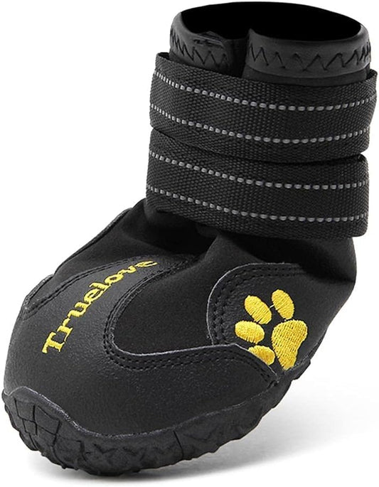 TRUE LOVE Dog Shoes Waterproof Anti-Slip Rain Boots with Reflective TLS3961(Black, 1#)