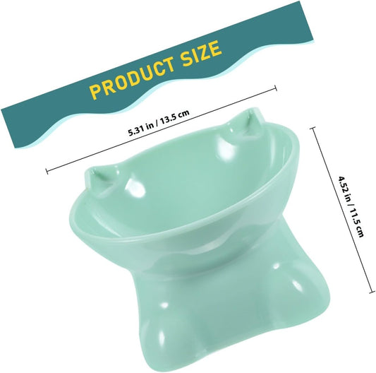 Milisten 2pcs Elevated Cat Feeding Bowls Plastic Raised Pet Food Dishes with Neck Protection Slanted Design for Cats and Small Dogs in Blue Gray and Green