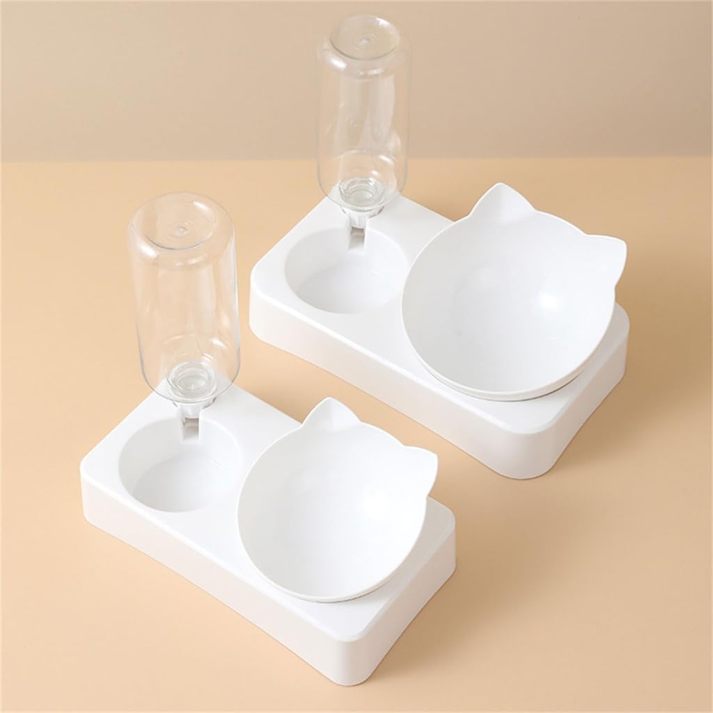 2 in 1 Dog Feeder Cats Food Water Bowl Double Bowl Supplies Bowl Pet Feeder Anti-Leak Feeding