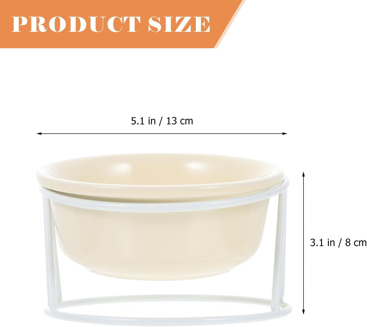 Milisten Ceramic Elevated Cat Food Bowl with Iron Stand Pet Food Holder and Water Dish Raised Feeding Bowl for Cats and Dogs Neck Protection Design for Home Use