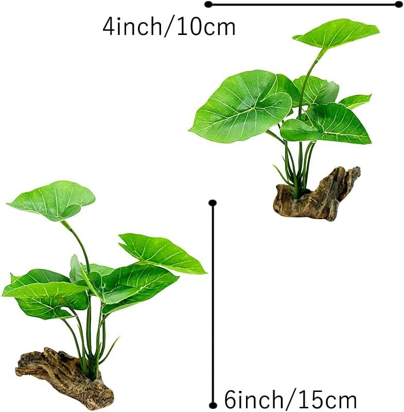 Smoothedo-Pets Fish Tank Decor Aquarium Decorations Ornaments Betta Leaf pad Hammock 6inch Plastic Artificial Plant Goldfish Fish Hides Small Tank/Reptiles Plants Driftwood (Green-Type-A)