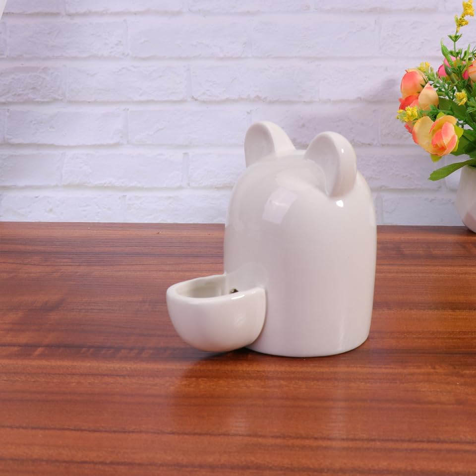 iplusmile Cartoon Cat Ears Small Pet Water Feeder Automatic Self-Dispensing Bowl for Hamster Rabbit Cat Small Animals 3.54X2.36X2.36In