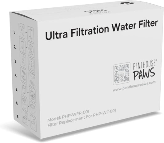 Penthouse Paws Smart Wireless Water Fountain Filter Black, 3 UltraFiltration Filters, 6 Foam Filters & 6 Sponges, Compatible with 3.5L Smart Wireless Fountain, Easy to Clean, for Cat and Dog, White