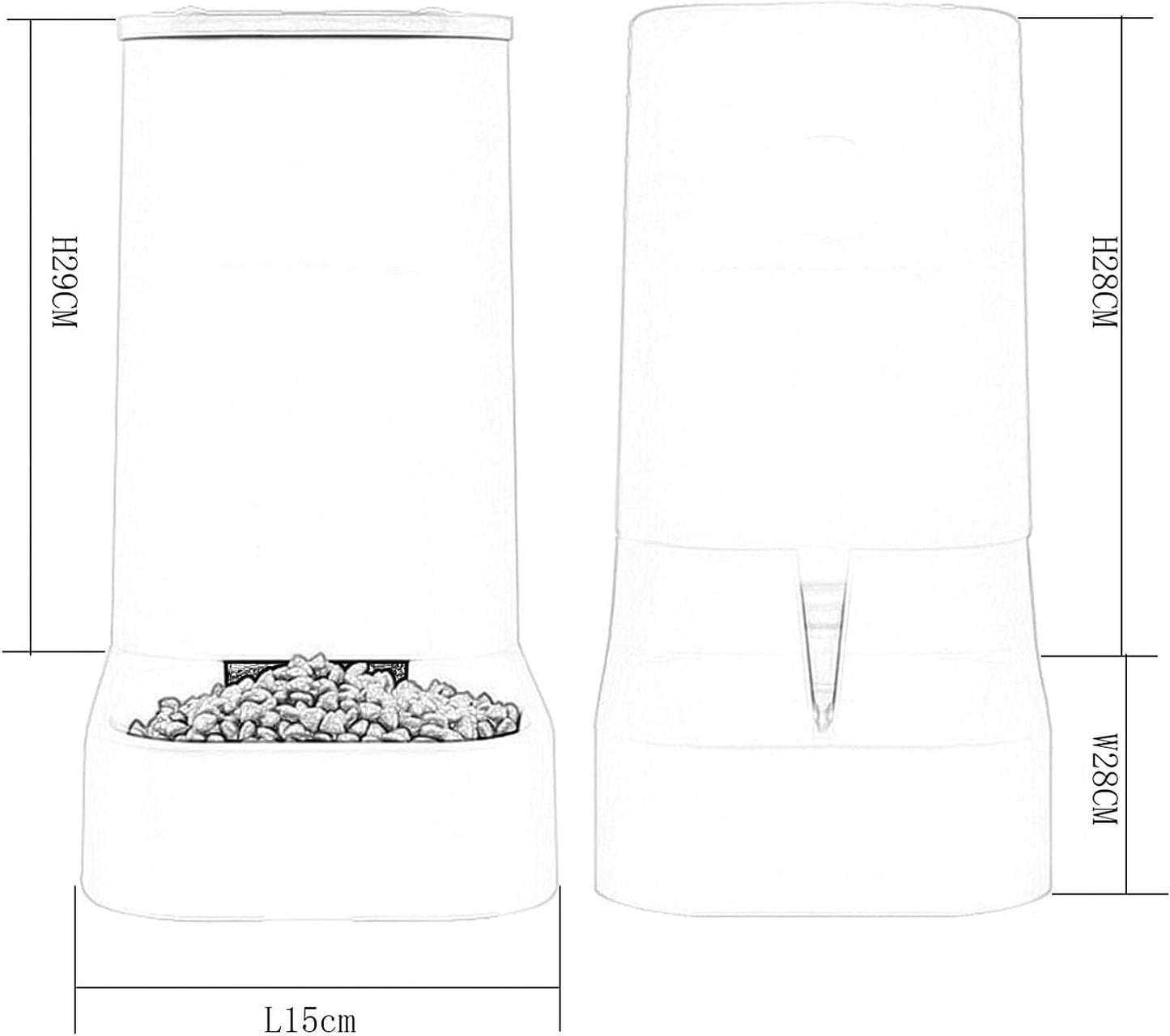 Pet Fountain Unplugged Pet Feeder Water Dispensers Supplies Set Automatic Gravity Feeder Cat Food,Dog Water Bowl and Automatic Cat Food Dispenser Pet Feeders Water Dispenser (White)