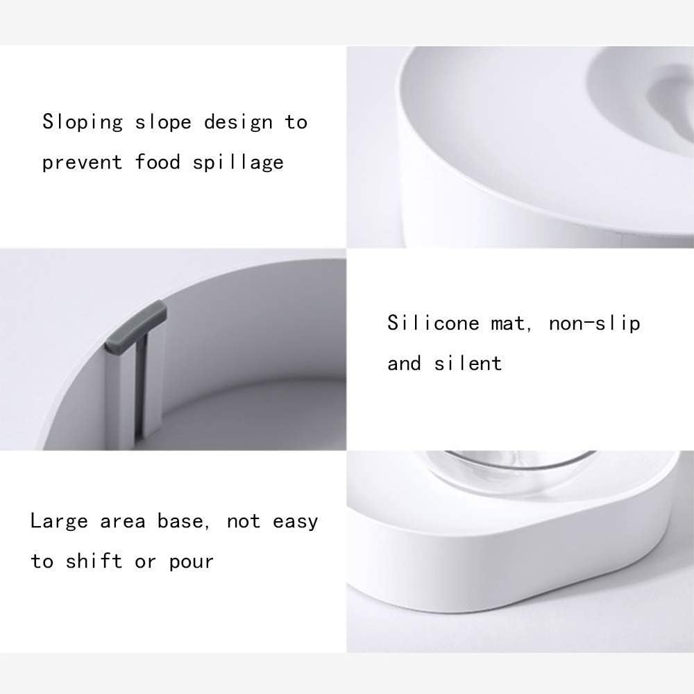 Pet Bowl Adjustable Angle Cat Bowl Oblique Double Bowl Dog Water Bowl Transparent Single Bowl with Raised Stand Pet Food Bowl, B (B)