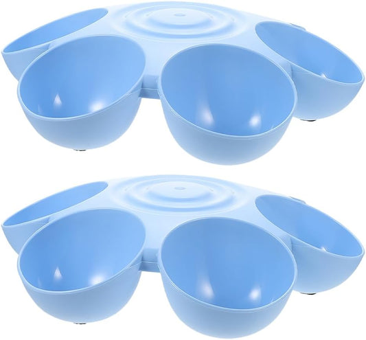 POPETPOP 2pcs Cat Food Water Bowls Plastic Dog Cat Feeder Bowls Multi- Feeder 6-Meal Kitten Food Dishes Petals Shaped Dog Bowl Blue