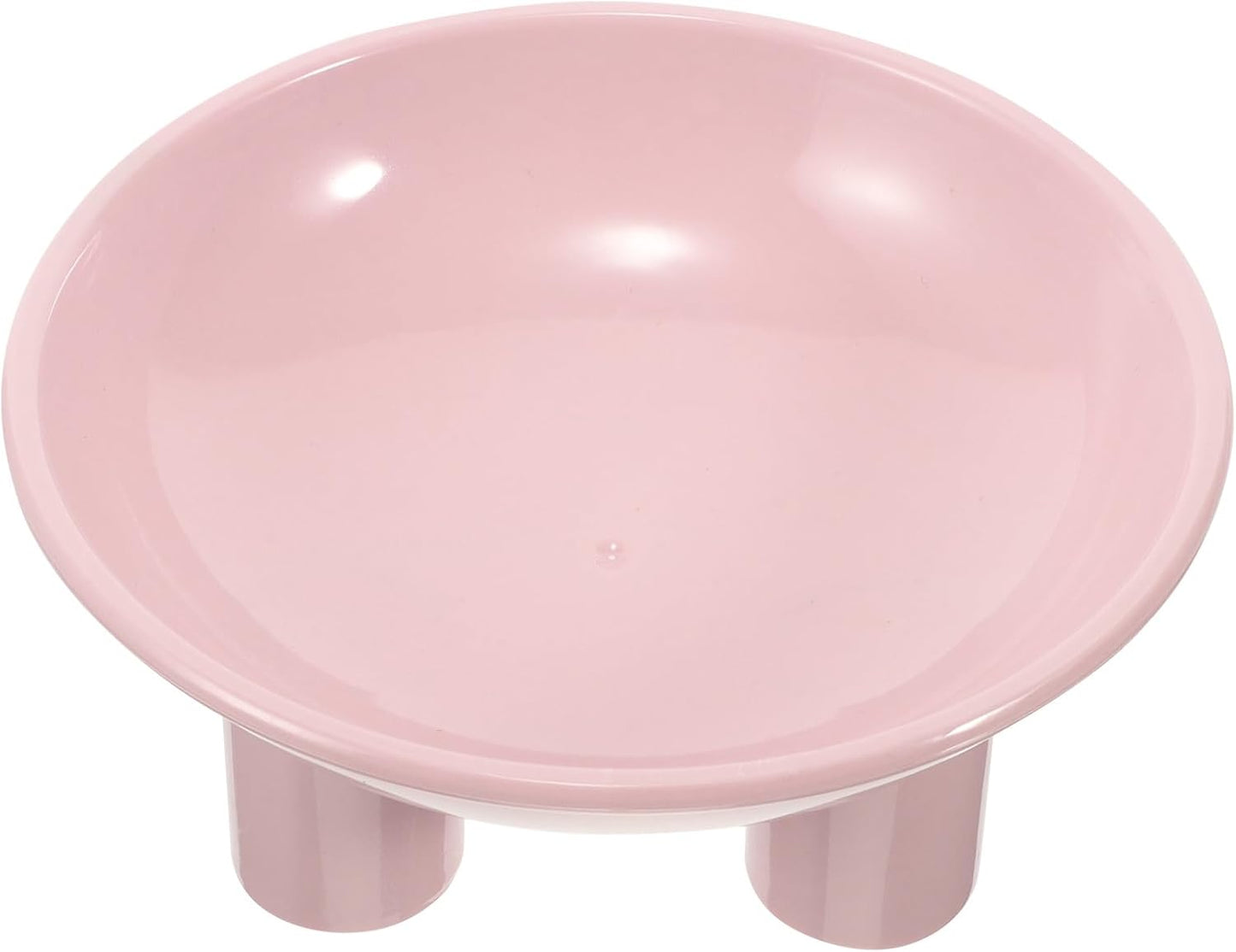 FAVOMOTO Elevated Cat Food Bowl Raised Pet Feeding Dish with Three-Leg Stand Neck Protection Large Opening Pink for Indoor Cats and Dogs